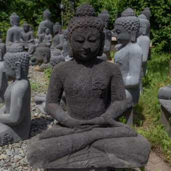 G60-2235 Sitzender Buddha, schwarzer Lavastein, 60cm, 50kg