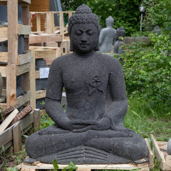 G85-2264 Sitzender Buddha, schwarzer Lavastein, 85cm, 110kg