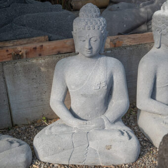 H70-2243 Sitzender Buddha, weisser Lavastein, 70cm, 70kg